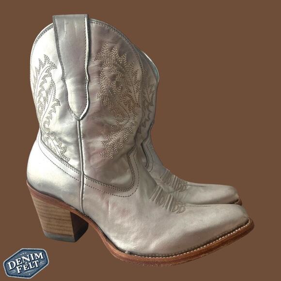CORRAL WOMEN'S SILVER/TEAL EMBROIDERED ROUND TOE WESTERN COWBOY BOOTS/BOOTIES!! - Picture 13 of 16